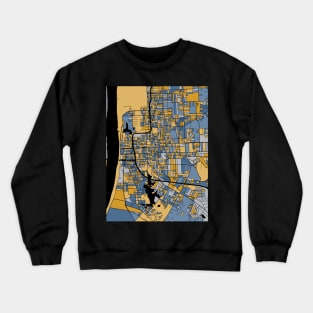 Baton Rouge Map Pattern in Blue & Gold Crewneck Sweatshirt